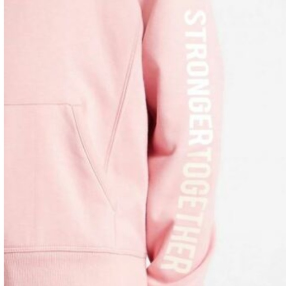 Athleta Girl Pink Cozy Sweatshirt Stronger Together Girls Medium 8/10 Fleece - Picture 12 of 13